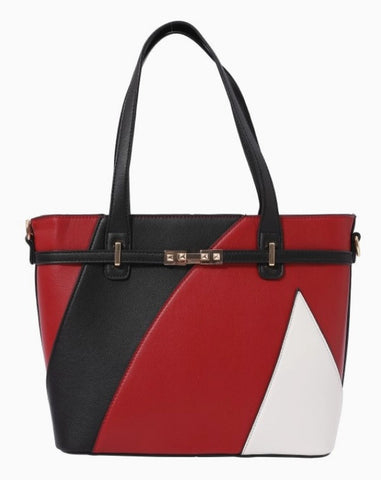 Ladies Faux Leather Multi Color Fashion Tote Handbag