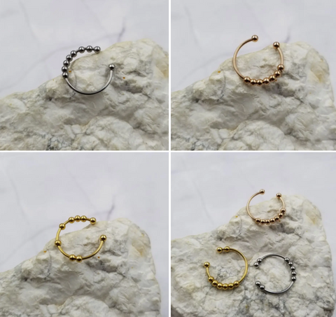Stainless Steel Bead Fidget Spinner Rings