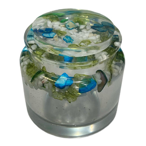 Large Jar Blue and Green sea glass