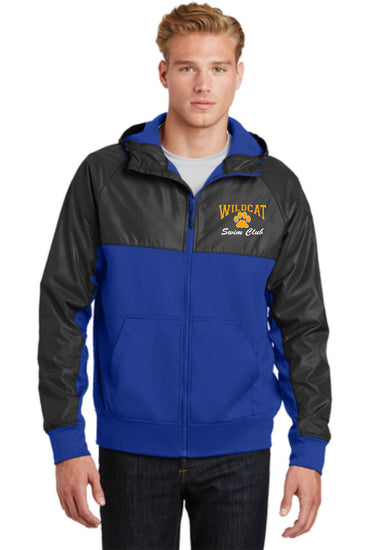 Wildcat Swim Club Sport-Tek® Embossed Hybrid Full-Zip Hooded Jacket